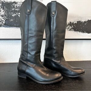 Frye Melissa Button Tall Black Leather Boots